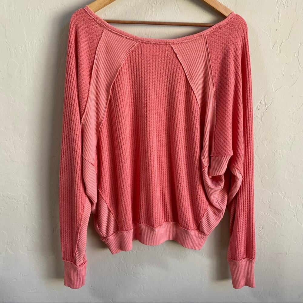 Free People Santa Clara Pink Thermal Long Sleeve Top - Picture 4 of 7
